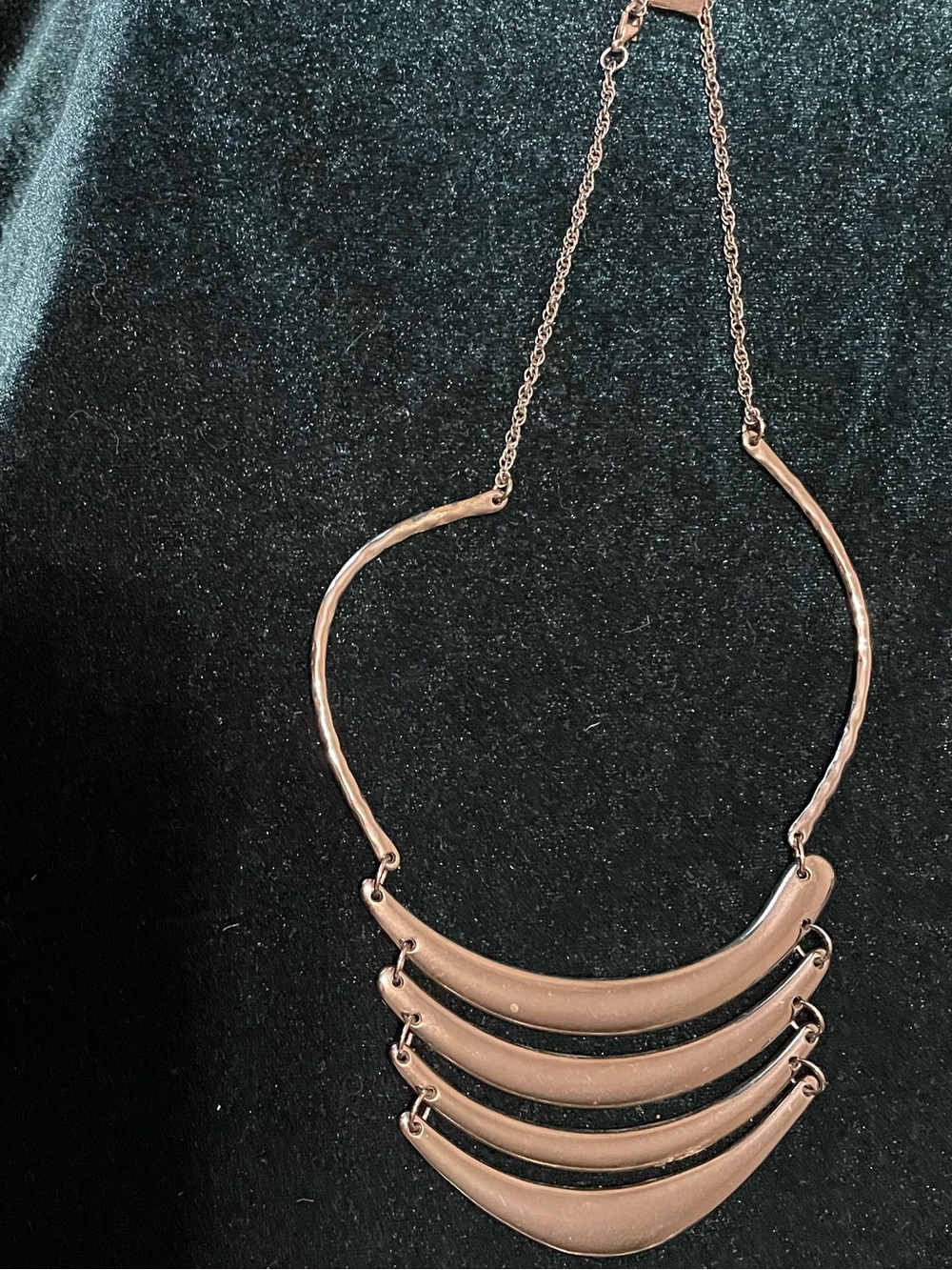 Charming Charlie Gunmetal Layered Crescent Necklace